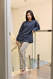 Жіноча піжама штани в клітку та джемпер 42-48 розмір різні кольори