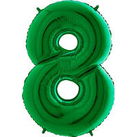 Фольгована велика повітряна куля Grabo цифра "8" зелена Green 40" 102 см