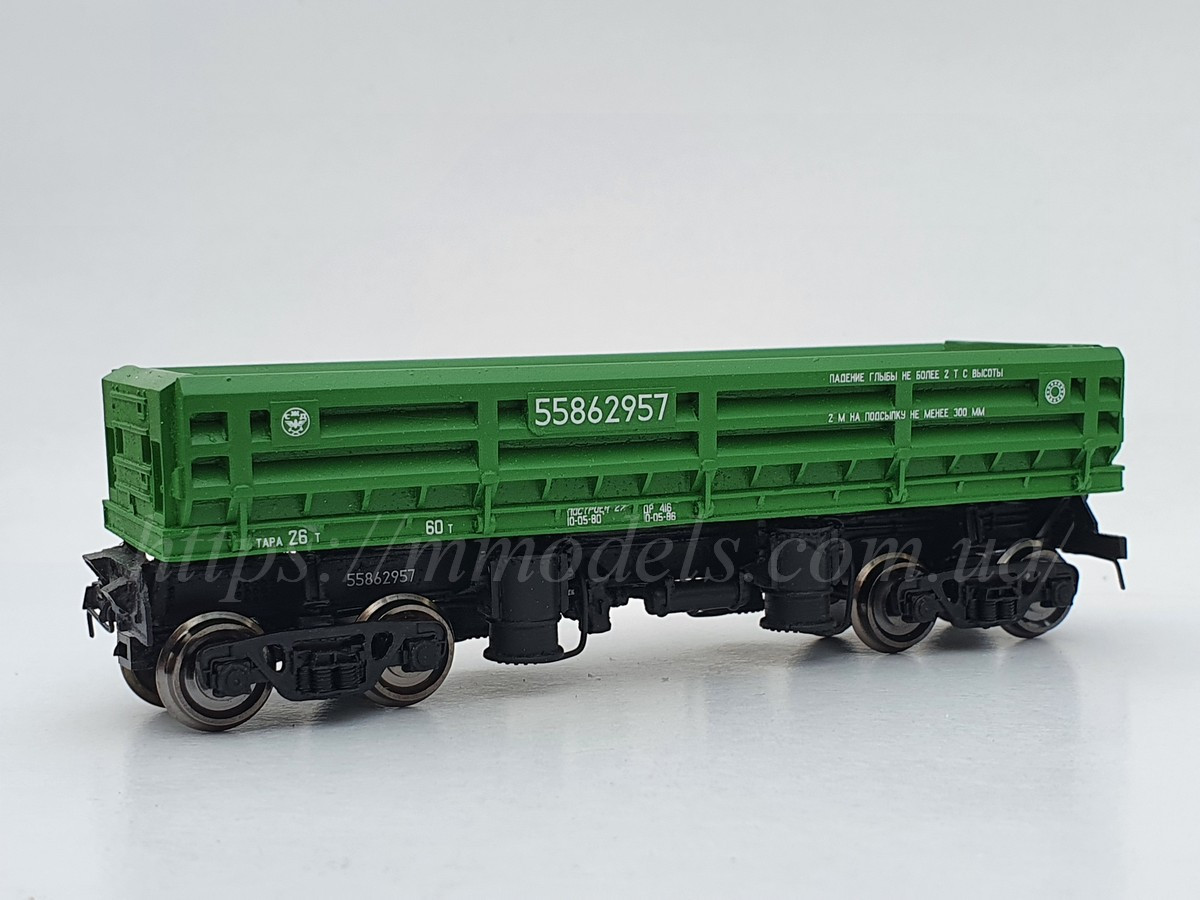 Модель 4х осного думпкара тип 31-656 (1986г) приладдя СЖ, (CCCР) масштабу 1:87, H0