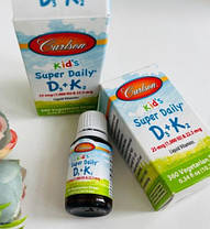 Вітамін Д3 К2 для дітей Carlson Labs kid's Super Daily D3 + K2 1000 IU 10,16 мл, фото 3