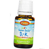 Вітамін Д3 К2 для дітей Carlson Labs kid's Super Daily D3 + K2 1000 IU 10,16 мл, фото 4