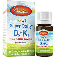 Витамин Д3 К2 для детей Carlson Labs Kid's Super Daily D3 + K2 1000 IU 10,16 мл