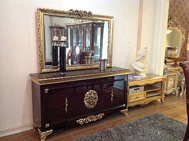 Елітний буфет-комод із дзеркалом, 4-дверний, Версаль