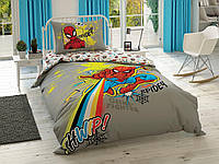 Детское постельное белье TAC Disney Spiderman Power полуторка на резинке ранфорс