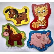 Іграшка Пазли для малюків 4 елементи, 4 картинки арт VT1106-87 VLADI TOYS
