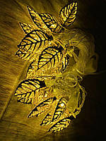 Новогодняя гирлянда Листики Цвет Золото 20 Led 3,3 м праздничная гирлянда на елку