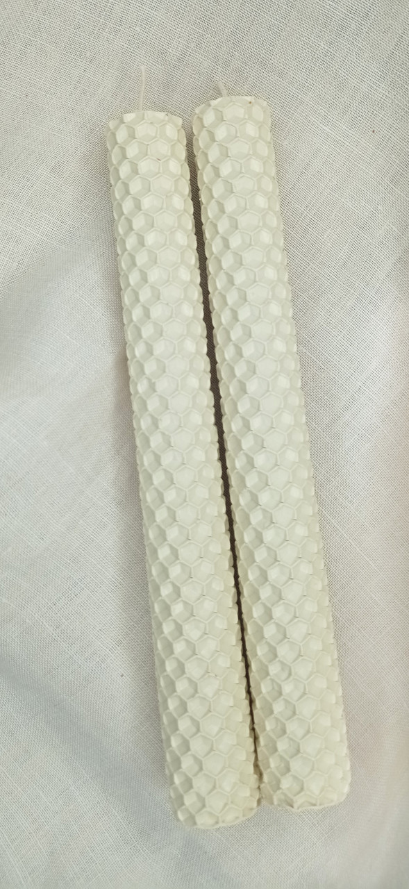 Набір свічок із вочини (ручна робота) 2 шт (висота 18 см діаметр 2 см) Молочний