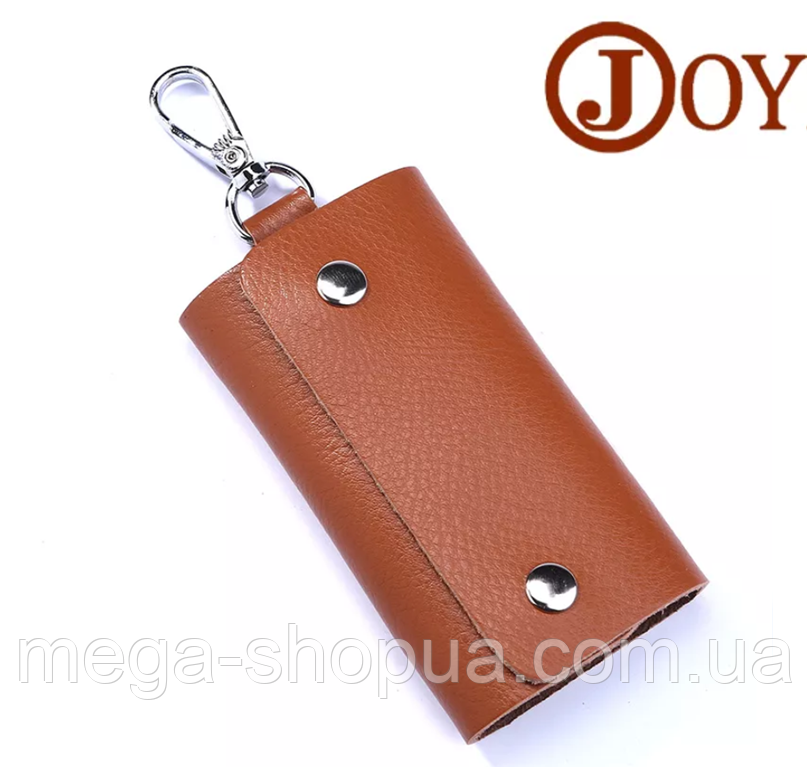 Чохол для ключів, ключниця шкіряна з карабінами чоловіча Joy-W Коричнева 2
