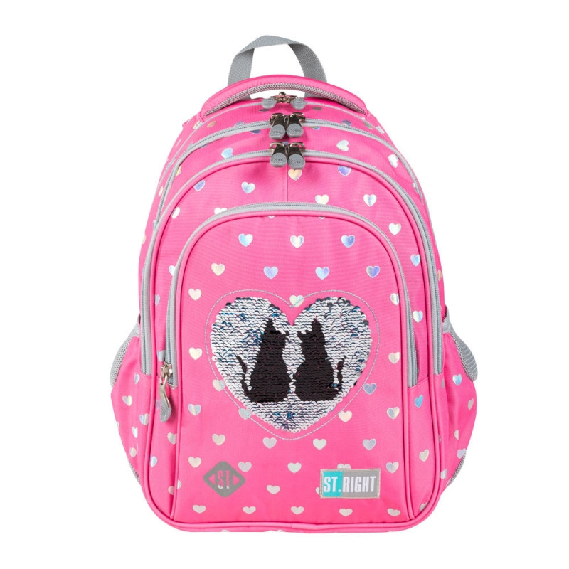Рюкзак шкільний ST.RIGHT BP58 SEQUIN CATS 40x28x18 см 22 літри 3-4 клас Рожевий (5903235625879)