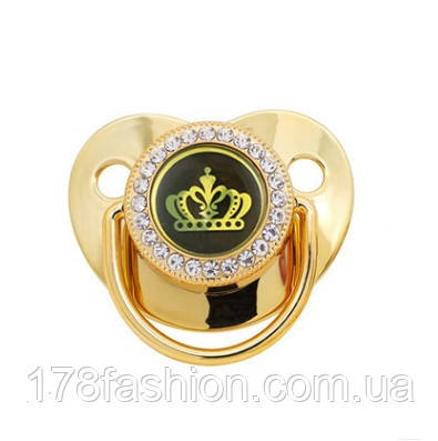 Соска пустушка в стразах золота від 6 до 12 місяців, фото 1