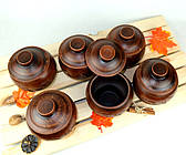 Горщики для запікання 6 шт з червоної кераміки з візерунком