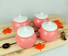 Горщики для запікання в духовці 4 шт з кераміки рожеві