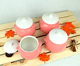 Горщики для запікання в духовці 4 шт з кераміки рожеві, фото 3