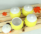 Горщики для запікання в духовці 4 шт з кераміки лимонні 600 мл, фото 2