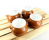 Горщики для запікання в духовці 4 шт з кераміки шоколадні 600 мл