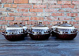 Горщики для запікання в духовці 6 шт з кераміки "Плетінка" двоколірна 550 мл, фото 2