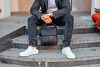 Чоловіча шкіряна сумка-месенджер 23x26x6, сумочка на плече, барсетка плечова для документів, чорний, фото 4