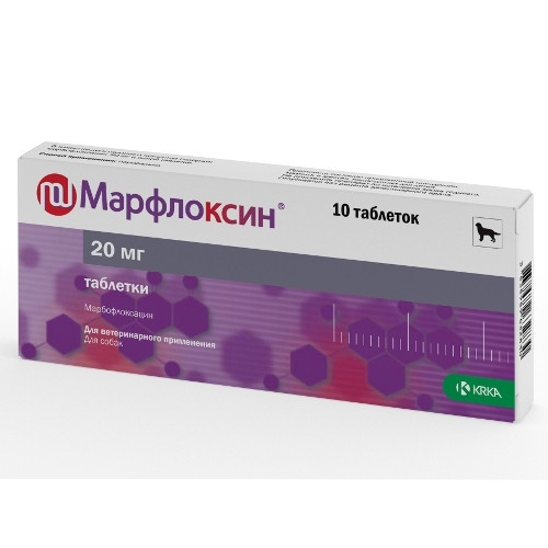 Марфлоксин таблетки 20 мг № 10 KRKA (Словенія) антибіотик широкого спектру дії для лікування собак і кішок.