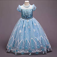 Платье Эльзы голубое с коротким рукавом 130