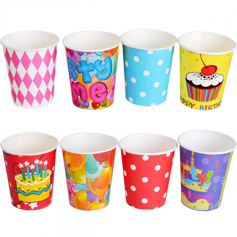 Стаканчики одноразові З Днем Народження картонні в наборі 10шт арт.10-42, фото 1
