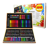 Дитячий набір для малювання в дерев'яній валізці 180 предметів, фото 2