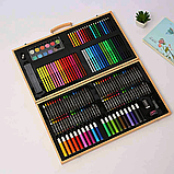 Дитячий набір для малювання в дерев'яній валізці 180 предметів, фото 4