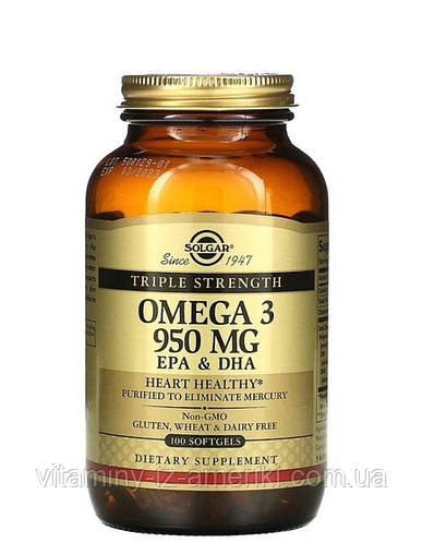 Купити Омега-3 для дорослих у капсулах, риб'ячий жир 950 мг, Omega-3 ...