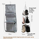 Органайзер для сумок підвісний із 6 відділеннями з прозорого ПВХ Holder Bag сірий (НВ-29039), фото 8