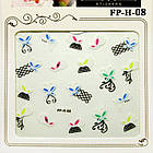 Самоклеящиеся Наклейки для Ногтей 3D Nail Stickers FPН 08, Разноцветные Бабочки и Черные Сетки, Дизайн Ногтей, фото 4