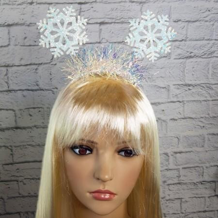 Обруч новогодний Снежинки на пружинках, фото 1