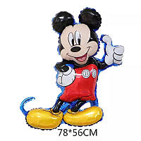 Шар Микки Маус на синем фоне рука в верх фольгированная фигура 78×56 см
