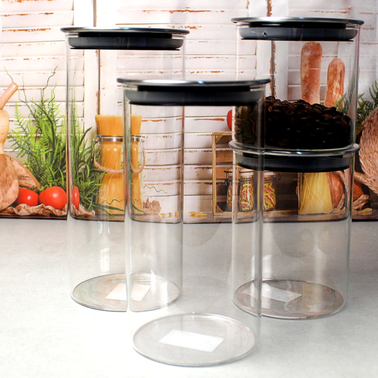 Банка для зберігання з плоскою металевою кришкою 1.3л, фото 1