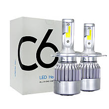 LED світлодіодні лампи для авто C6-H4, комплект автомобільних світлодіодних ламп