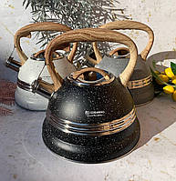 Чайник зі свистком 3 л мармурове покриття Edenberg EB-8808 Чайник для індукційної плити Чайник газовий