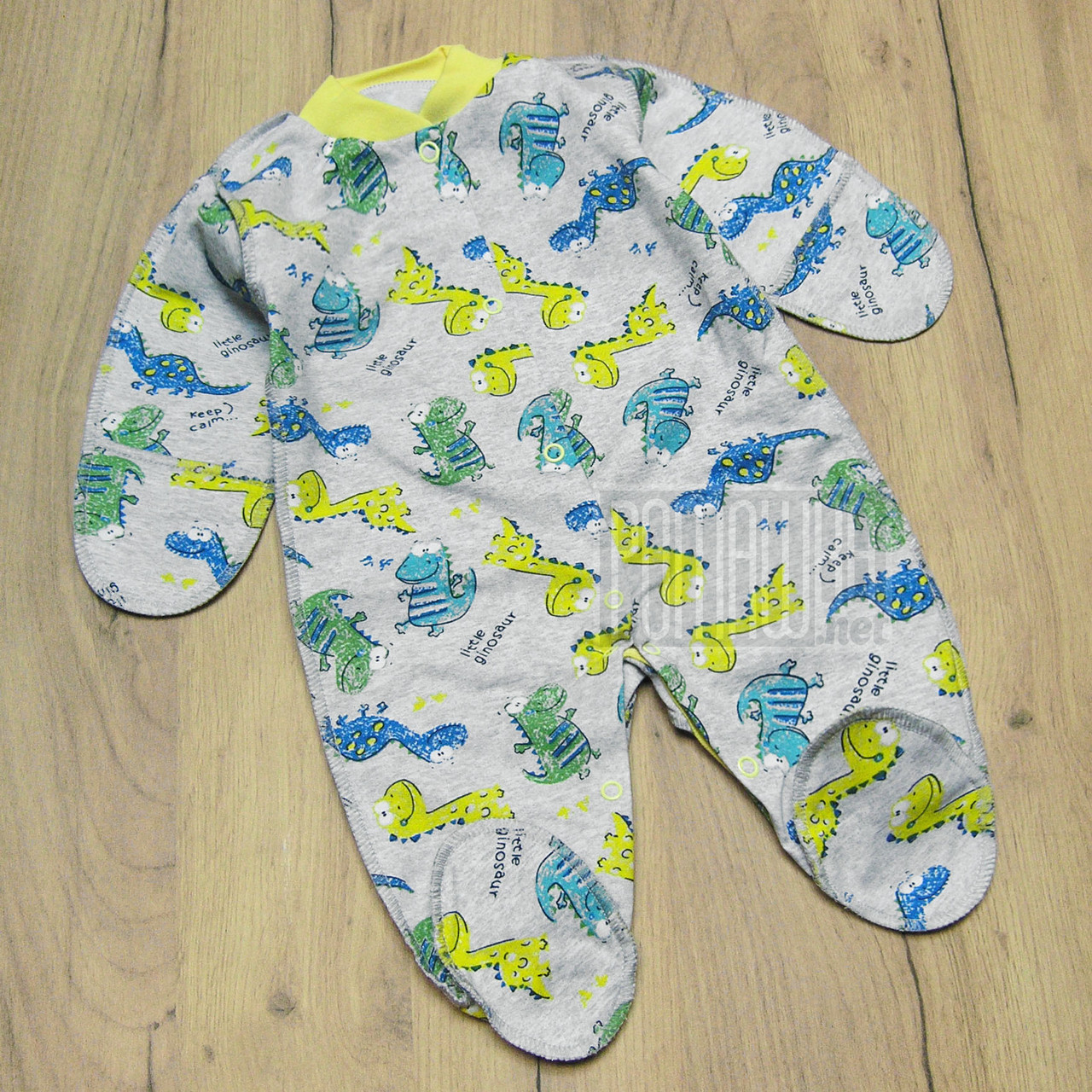 56 (62) 1-2 місяці теплий чоловічок для новонароджених з царапками начосом флісом зовнішні шви в пологовий 8003 ЖЛТ