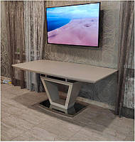 Обеденный стол Seattle DT-9801 мокко, столешница матовое сатиновое каленое стекло 140+40х90 см