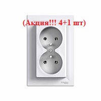 (Акція!! 4+1 шт.) Розетка подвійна без заземлення (БІЛИЙ) ASFORA SCHNEIDER ELECTRIC EPH9700121-5