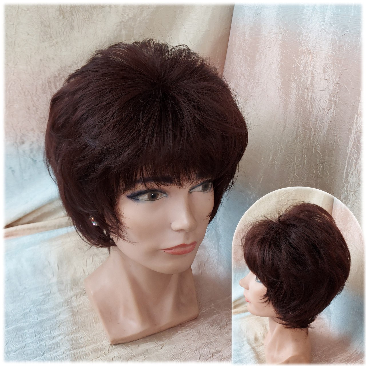 Перука каскад з термоволокна каштановий 2855-33, фото 1