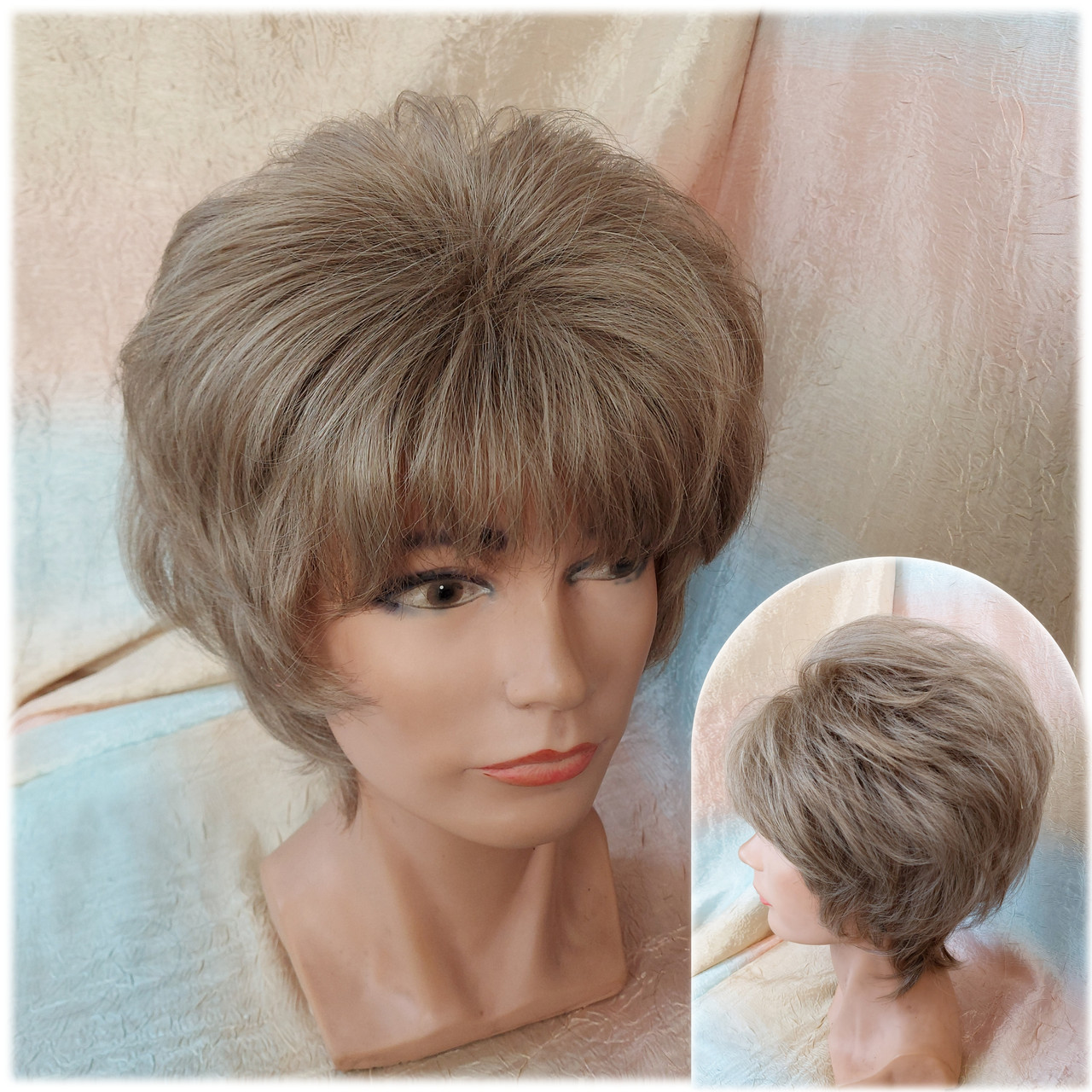 Перука каскад з термоволокна сіро-пісочний 2855-15, фото 1