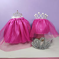 Костюм новогодний принцесса 1-8 лет юбка фатиновая и корона 1 шт малиновый