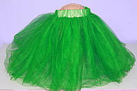 Новогодняя карнавальная фатиновая шестислойная юбка зеленая