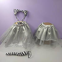 Костюм зебра новогодний 1-8 лет юбка фатиновая и обруч серебристый цвет 1 шт