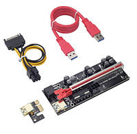 Райзер Sata 6 Pin v009S Plus USB 3.0 PCI-E 1X-16X Riser для відеокарт 60см плата розширення майнінг