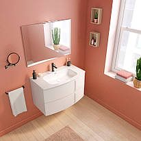 6477+123067 Тумба з раковиною WAVE 80 на 2 ящики, біла матова