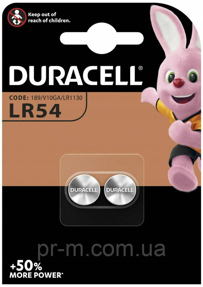 Батарейка Duracell LR54/AG10/189/191/LR1130 - на блістері 2 шт