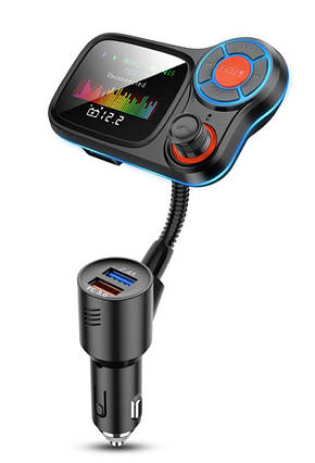 FM-трансмітер T831 Bluetooth 5.0/microSD/QC 3.0/RGB Black, фото 1