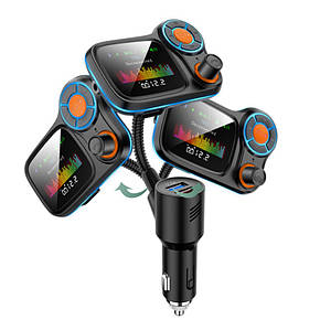 FM-трансмітер T831 Bluetooth 5.0/microSD/QC 3.0/RGB Black, фото 3