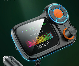 FM-трансмітер T831 Bluetooth 5.0/microSD/QC 3.0/RGB Black, фото 5