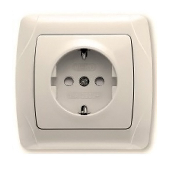 Розетка з шторками з заземленням кремова Viko Carmen 90562042