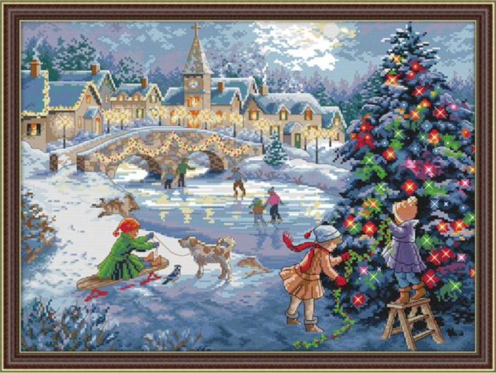 Набір для вишивання за нанесеною на канву схемою"Christmas Celebration".AIDA 14CT printed , 52*40 см